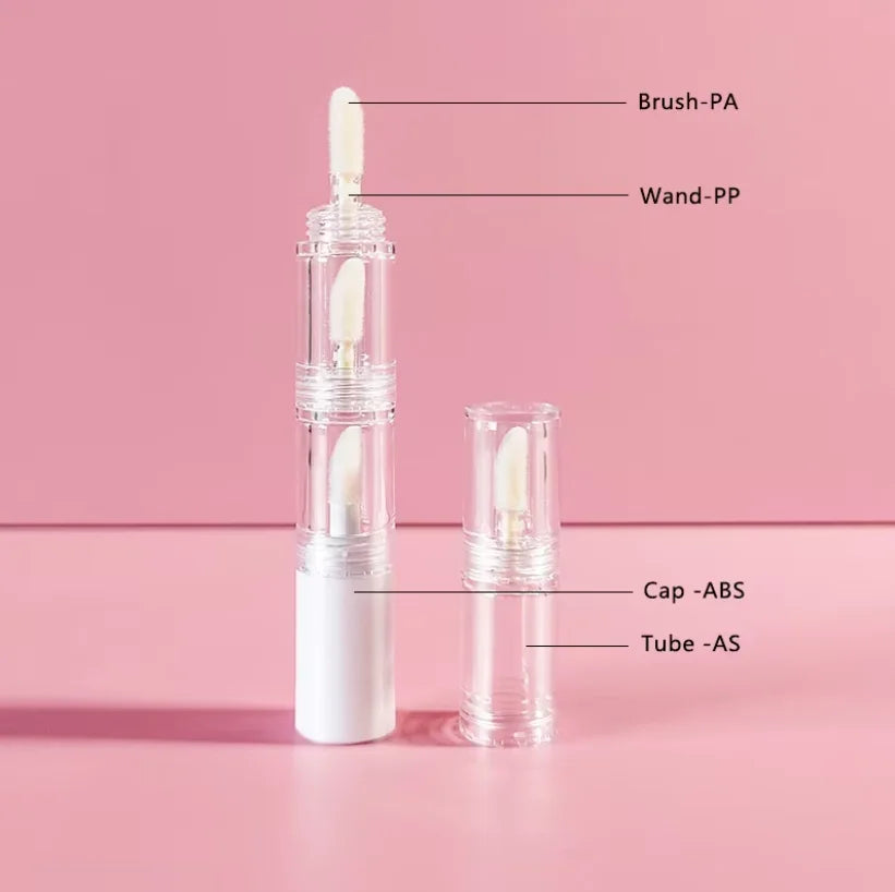 Lip Gloss Tube Custom Logo Luxury Lovely Mini 2ml With 3 Layer Pink Clear Transparent Lip Oil Tubes With Brush Wholesale 30pcs Vue