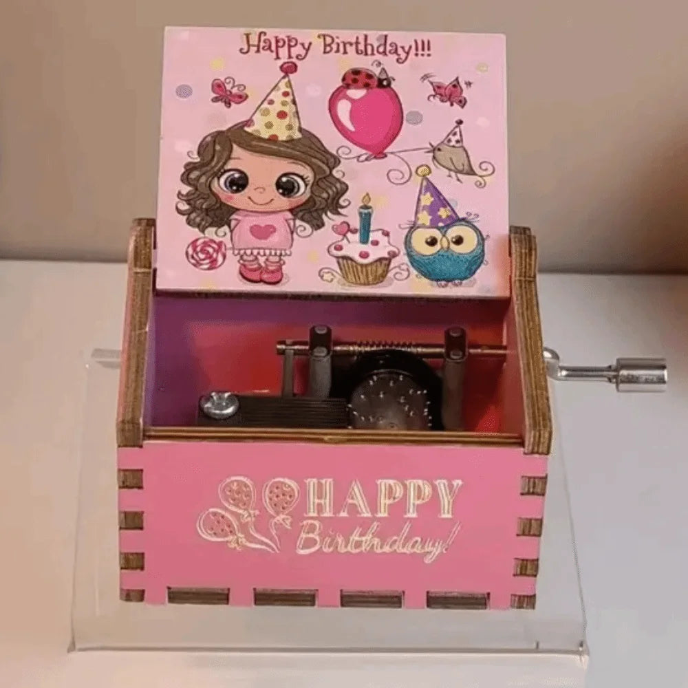 UV Painting Birthday Music Box Retro Laser Engraving Hand Crank Music Box Mechanical Spring Wooden Music Box Holiday Gifts Vue Style 12