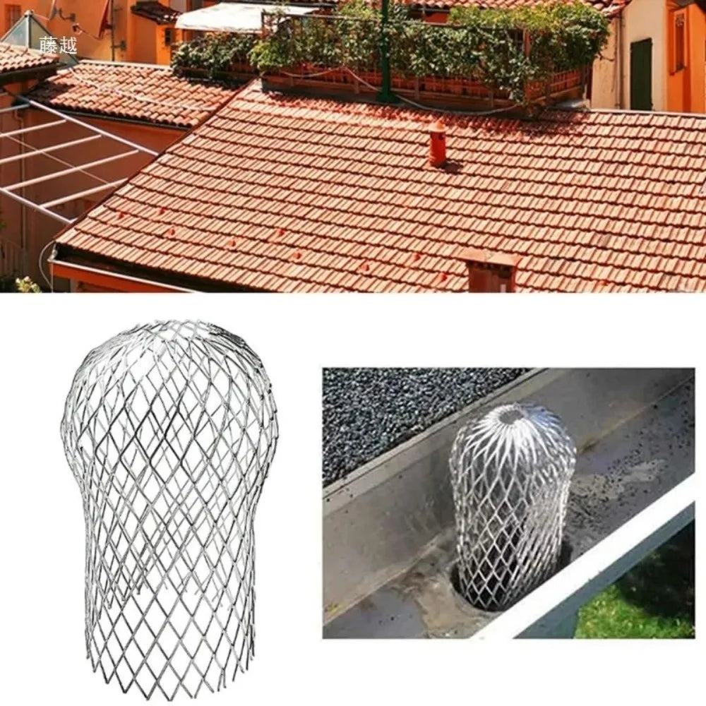 4pcs Expand Aluminum Gutter Filter Mesh Silver Floor Drain Filter Rustproof Foldable Screen Eaves Roof Drainage Pipe Vue