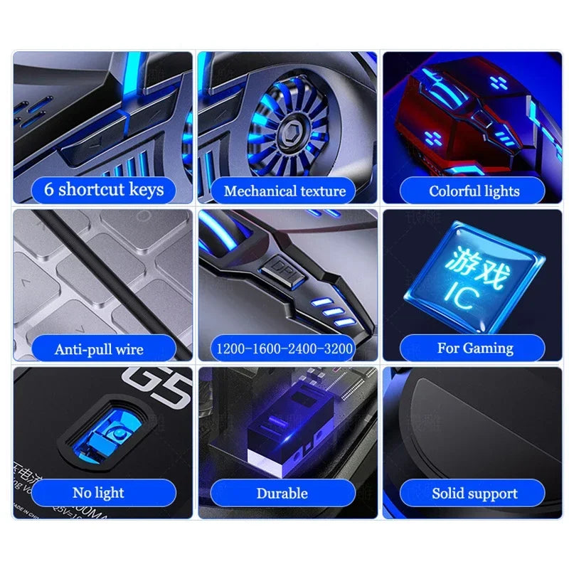 Laser Mouse for PC Gamer Gaming Mouse Ergonomic Mice with LED Backlit USB Mice for Computer Gamer Girl Mouse for Laptop Vue