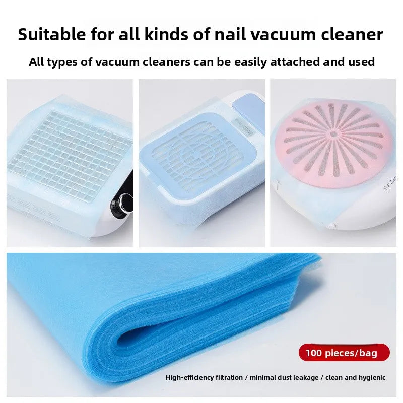 Pink Blue White 100Pcs Disposable Non Woven Filter Paper Nail Art Vacuum Dust Collector Manicure Tools Accessories Vue