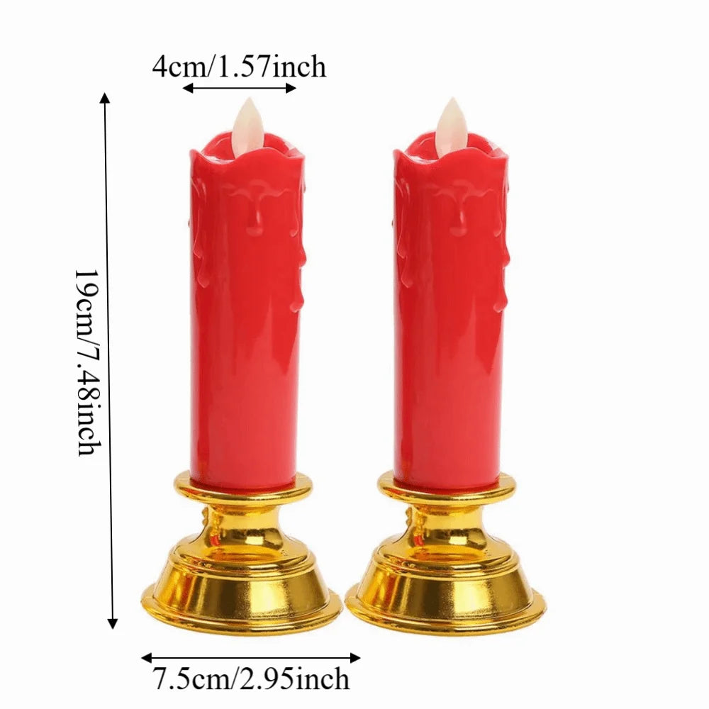 2Pcs Creative Electronic Candle Light Battery Operated Decorative Swing Flameless Candles Cordless with Light String Vue