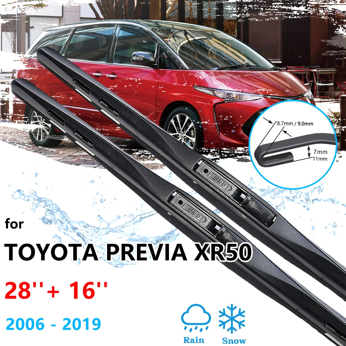 For Toyota Previa Estima Tarago XR50 2006~2019 Front Wiper Blades Window Windshield Windscreen Brushes Car Accessorie U J Hook Vue
