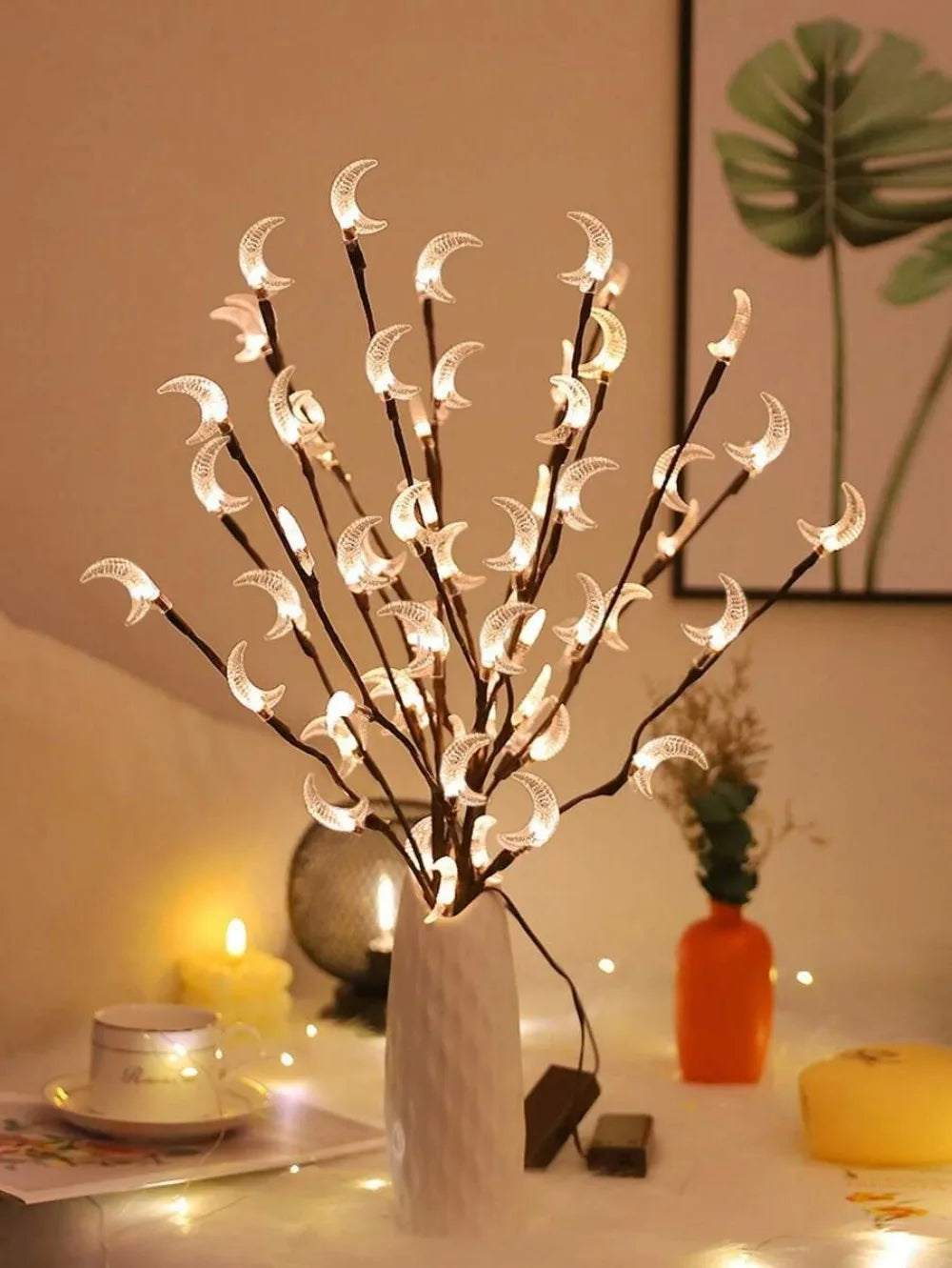 1PC 20LED star moon branch light,powered by 2AA batteries(excl),used for wedding,indoor,courtyard,party and Ramadan decoration Vue
