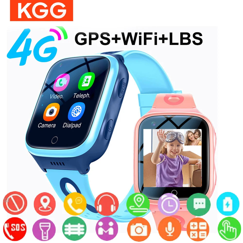 KGG 4G Smart Watch Kids GPS WiFi 1000mAh Video Call Tracker Location SOS Call Back Monitor Phone Watch Smartwatch Children Gifts Vue