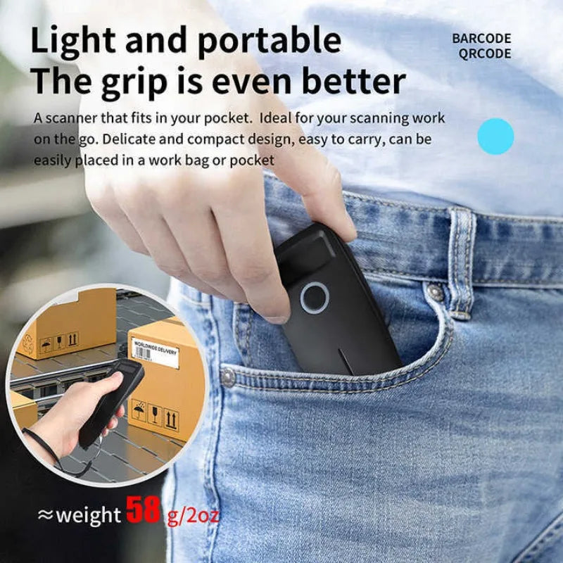 Mini Barcode Scanners USB Wired/Bluetooth/ 2.4G Wireless 1D 2D Scanner QR PDF417 EAN13 Data Matrix Bar Code Reader Vue