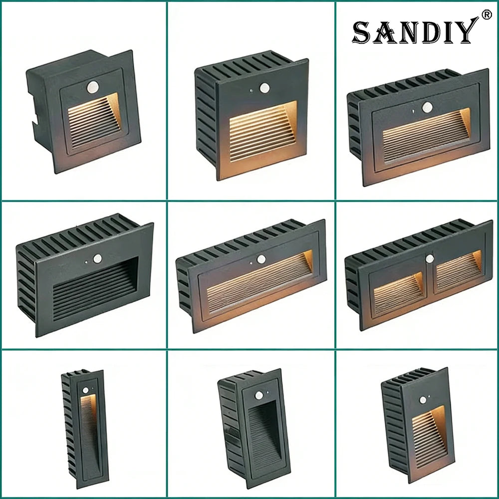 SANDIY Recessed Stair Light Motion Sensor IP65 Outdoor LED Sconce Outdoor Wall Sconce Vue