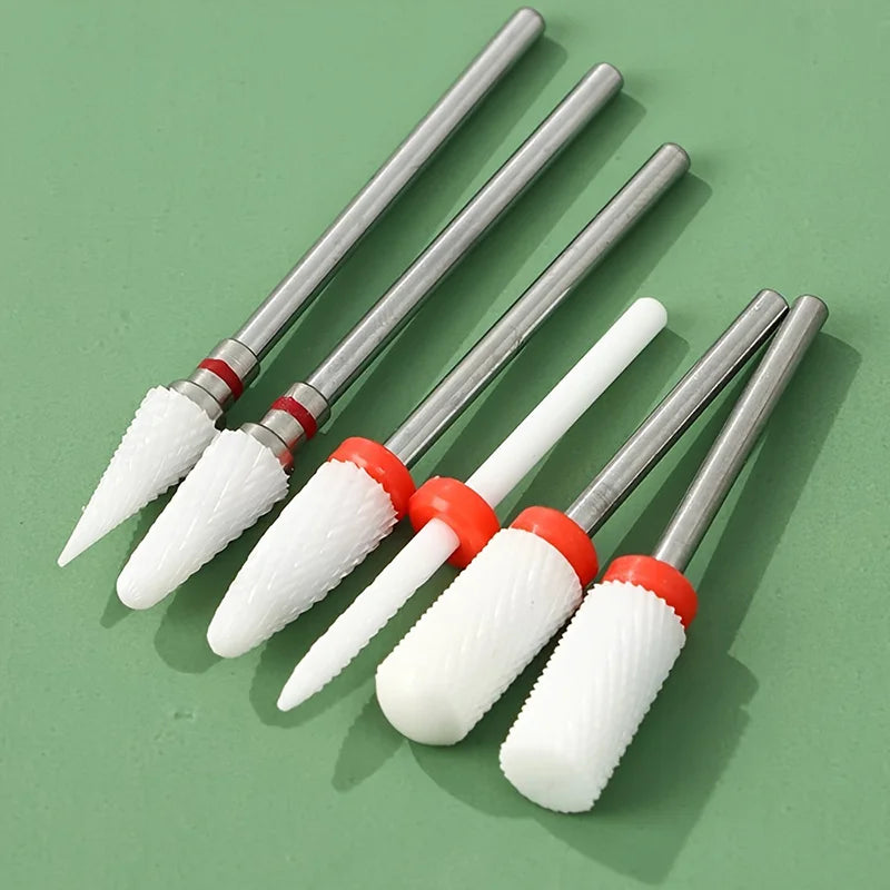 Kit-6PCS Ceramic Nail Drill Bits, Pedicure Remover， for Acrylic Gel, Nails Polishing Tools, Nail Art Pedicure Manicure Tools Vue