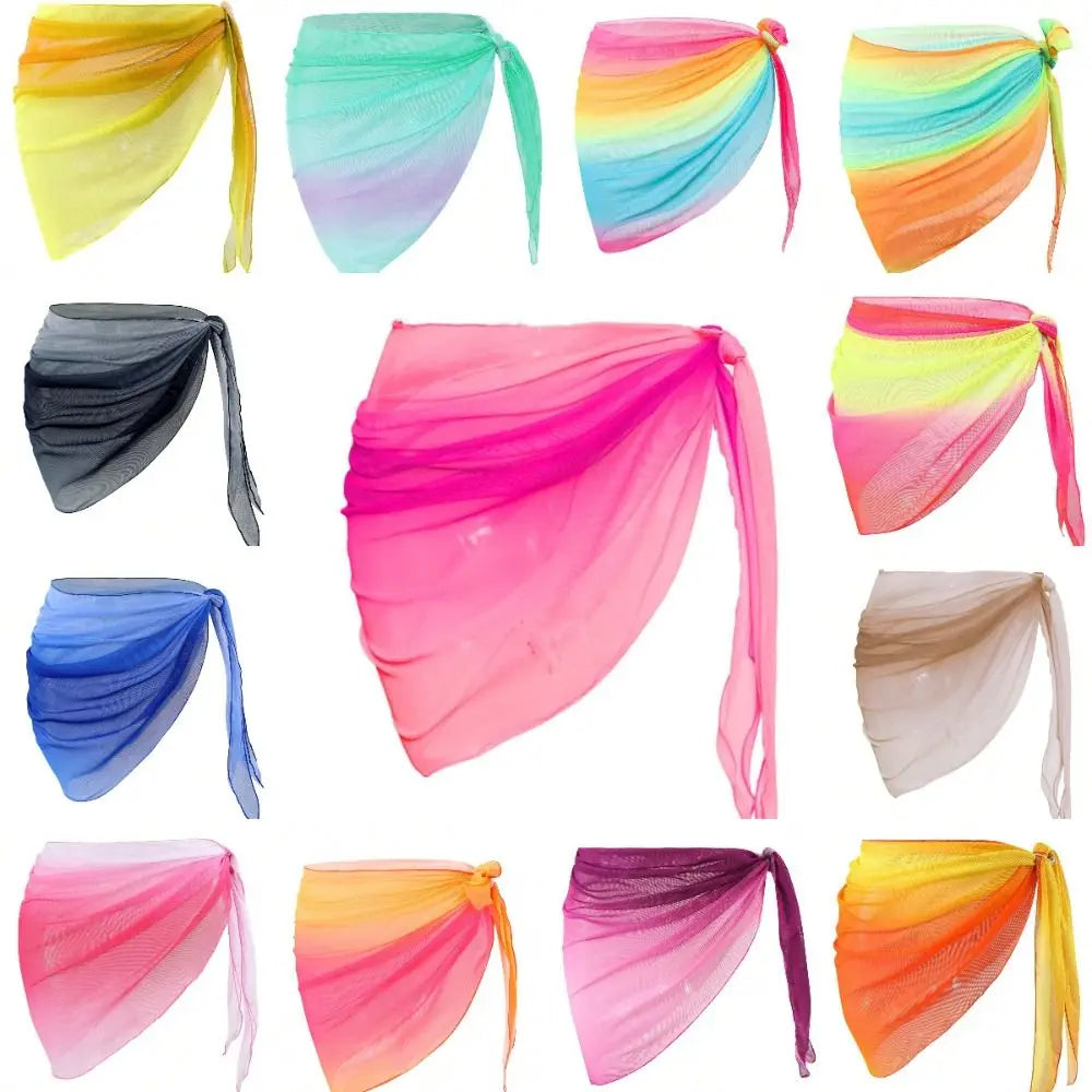 Chiffon Material Beach Dress Short Length Sheer Fabric Sarongs Vue