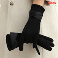 1 Pair Suede Gloves For Women Winter Velvet Gloves Elegant Touch Screen Gloves Riding Driving Keep Warm Outdoor Christmas Gift Vue Black