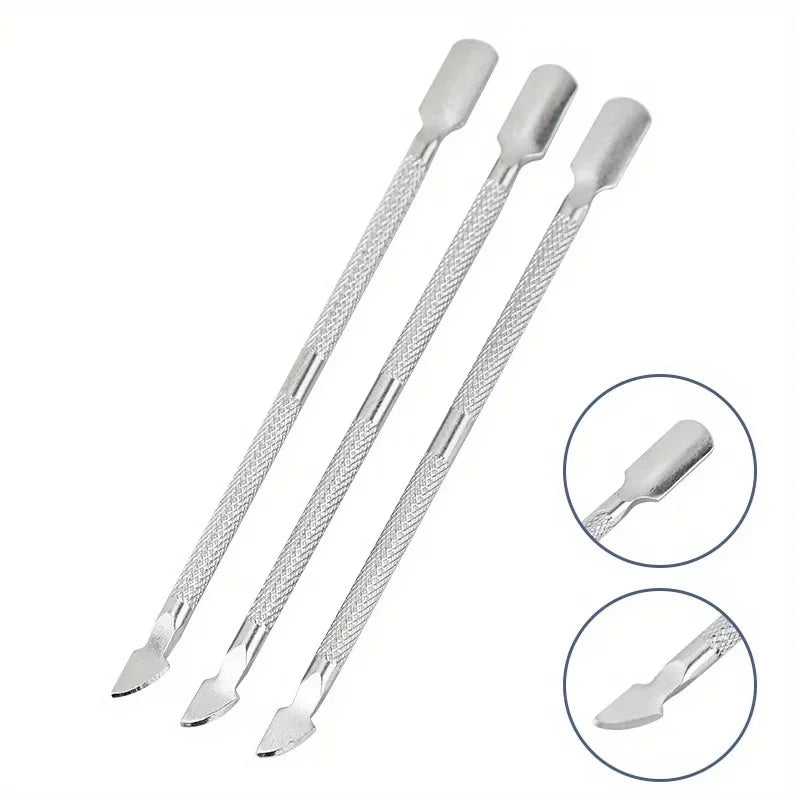 6pcs Nail Art Tool Stainless Steel Double Push Spoon Pusher Cut Nail Cuticle Nipper Dead Skin Scissor Trimmer Remover Clipper Vue