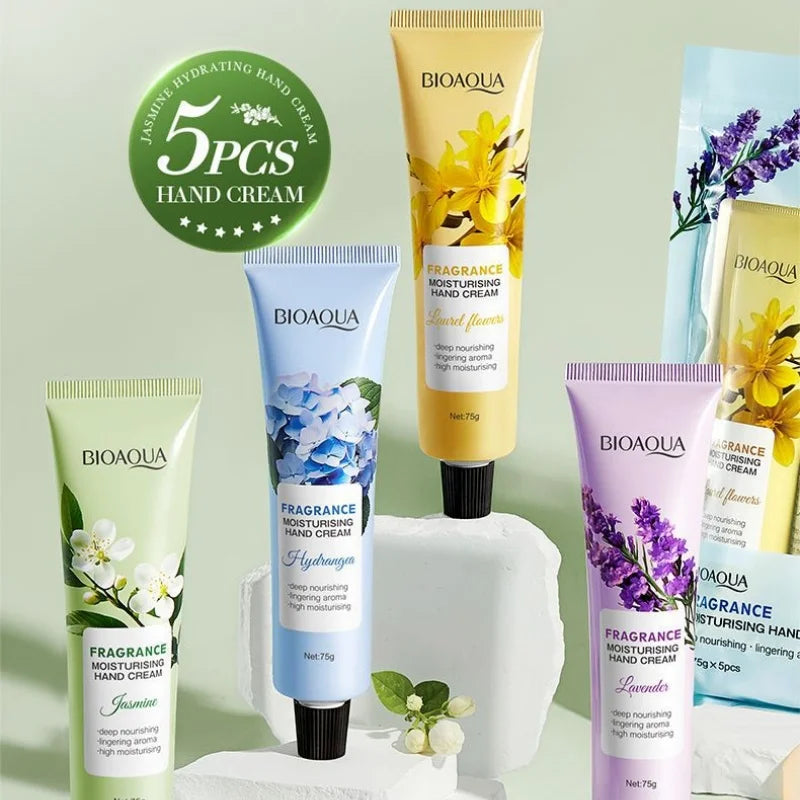Moisturizing Hand Cream 5-Pack (Sakura Moisturizing Hand Cream 75g, Hydrangea Moisturizing Hand Cream 75g, Lavender Moisturizing Hand Cream 75g, Jasmine Moisturizing Hand Cream 75g, Osmanthus Moisturizing Hand Cream 75g), Gen Vue