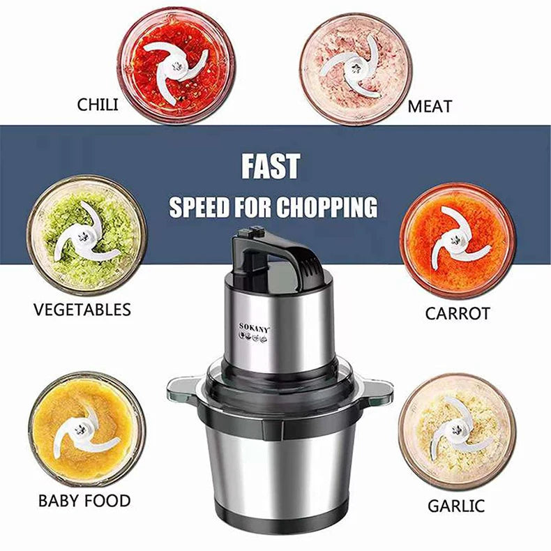 Electric Food Grinder Household Automatic Meat Grinders Vegetables Fruits Nuts Mincer Stainless Steel Bowl Kitchen Appliances Vue