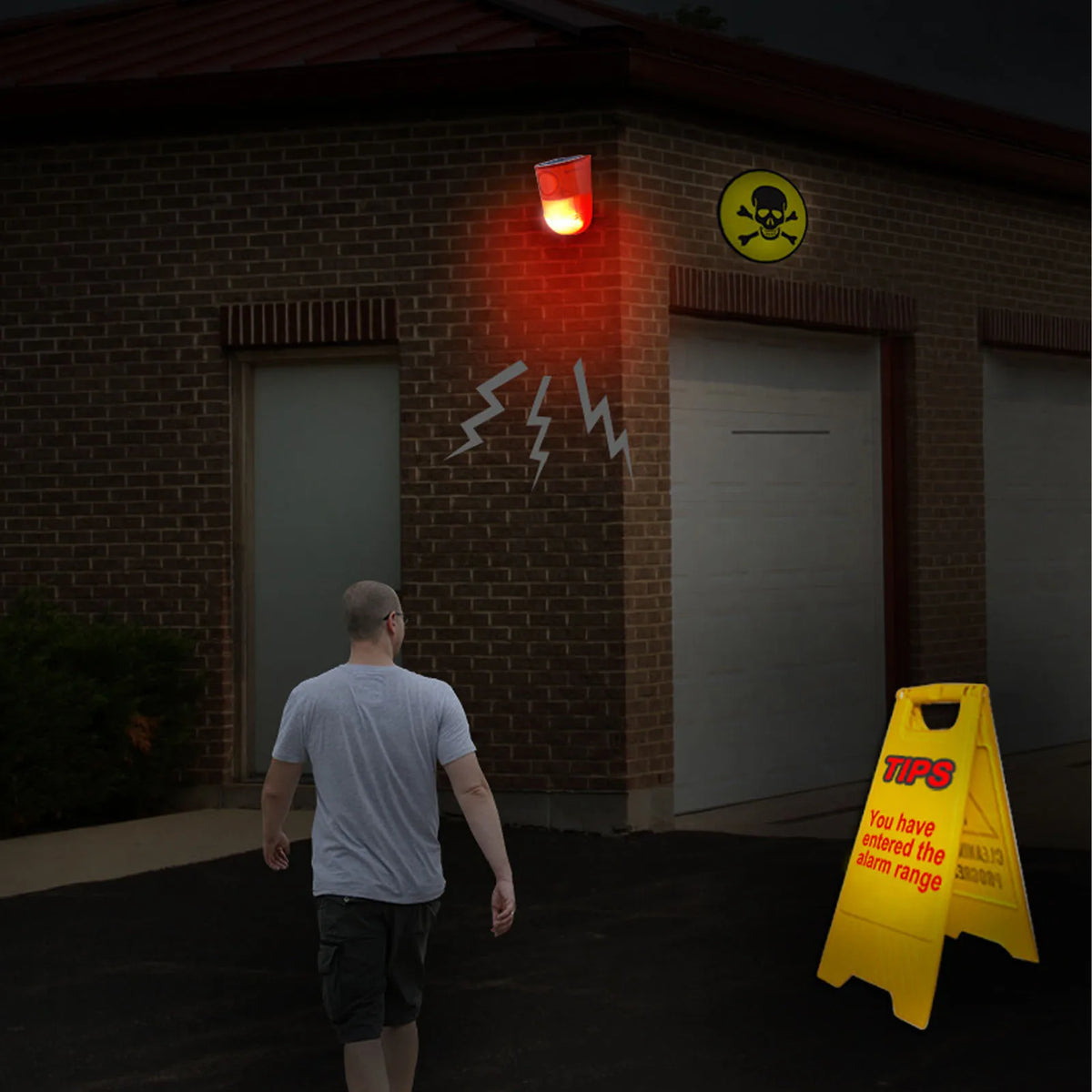 Solar Motion Sensor Alarm 129dB Sound IP65 Waterproof Security Light Alarm for Farm Warehouse Solar Sound and Light Alarm Vue