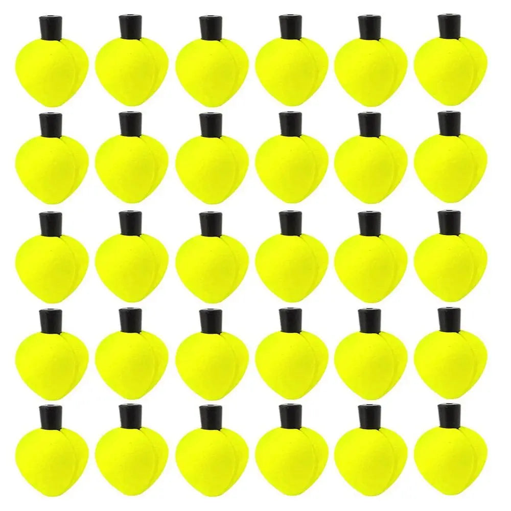 30pcs Foam Foam Peg Floats Buoys with Pipe Plug Fishing Trout Floats Slip Bobber Red/Yellow/Green Positioning Float Rock Fishing Vue yellow