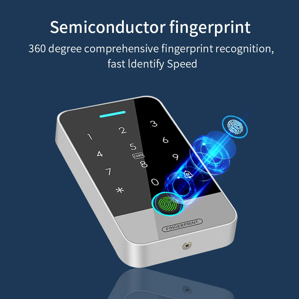 Fingerprint access control controller independent RFID touch keyboard 13.56Mhz door opening system waterproof support Tuya app Vue