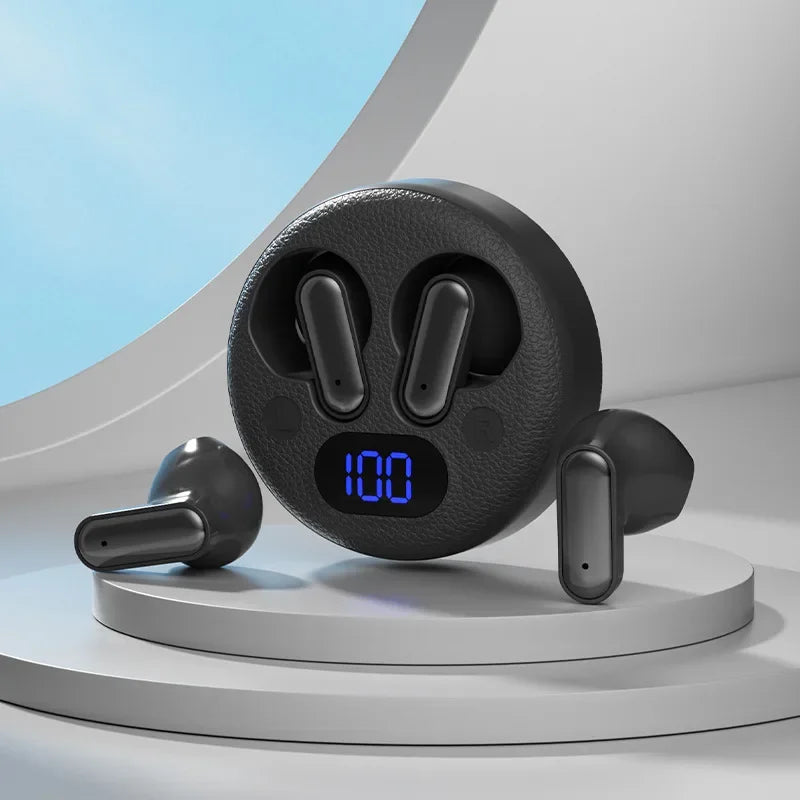 Wireless Bluetooth Sleep Headphones In-Ear Smart LED Display Bluetooth Headset Long Battery Life Gaming Headset For Apple Xiaomi Vue Black