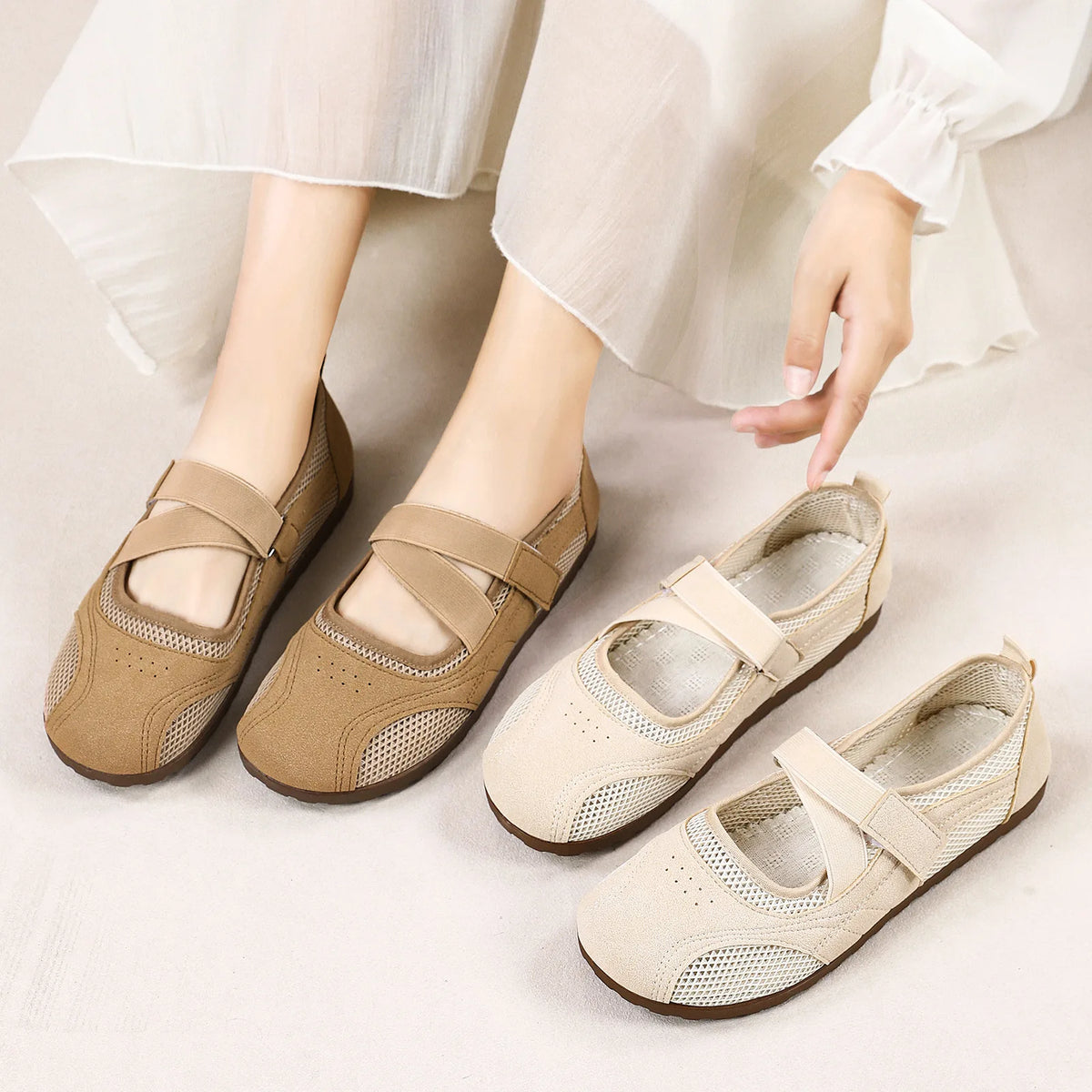Women's Mary Jane Ballet Flats | Velcro Soft Sole Casual Shoes Mary Jane Flats Vue