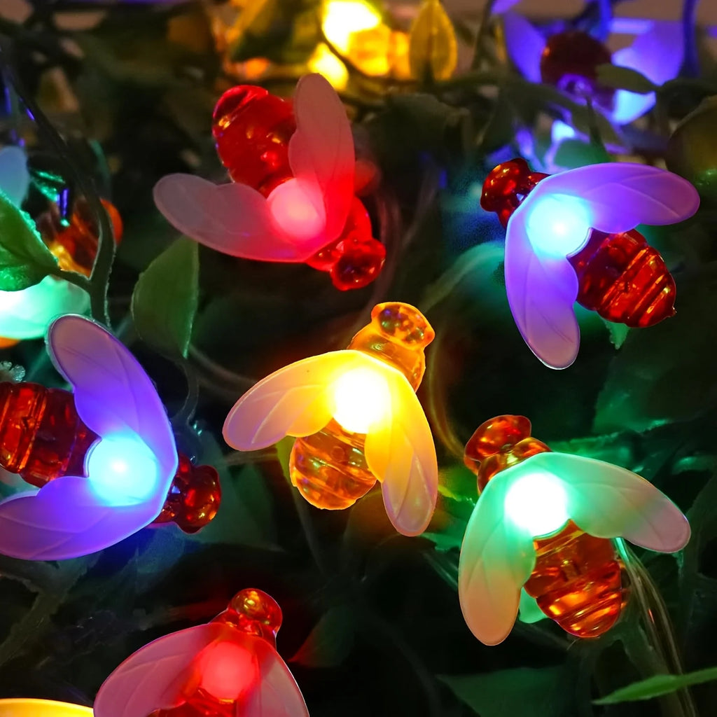 Life-Like Solar Bee Lights - 20/50 LEDs, Auto On/Off, 8 Modes for Christmas, Halloween, & Garden Glowing! Vue