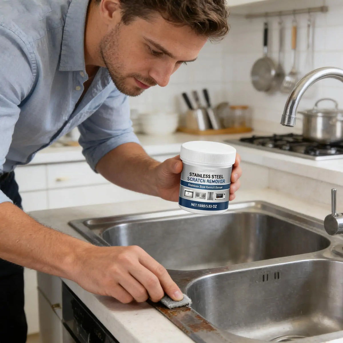 Stainless Steel Cleaner 100g All-Purpose Restorer Stainless Steel Fridge Cleaner Paste for Fridge Stove Faucet Appliance Vue