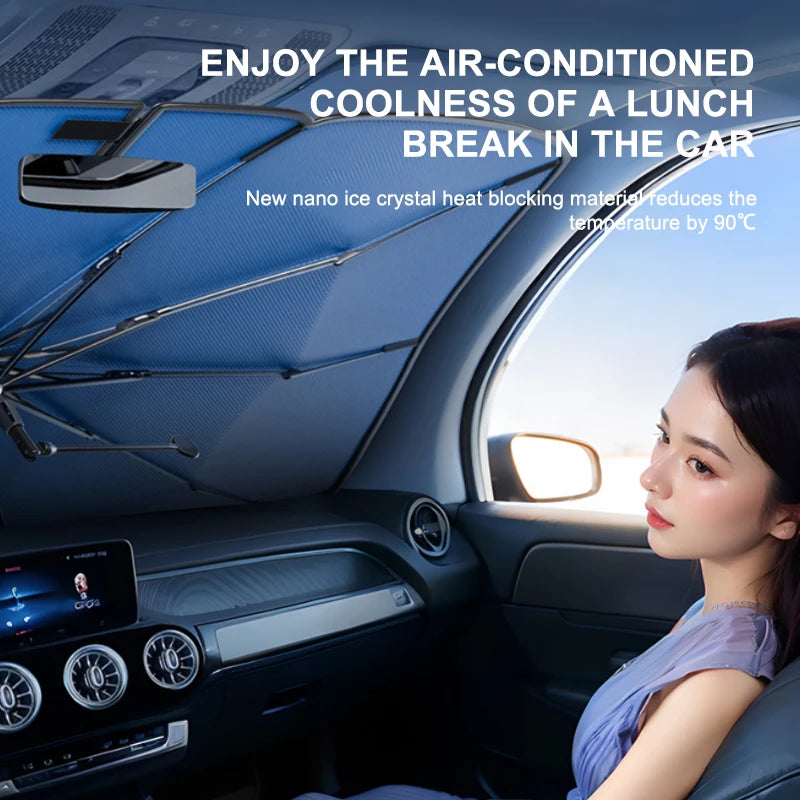SEAMETAL Car Windshield Sunshade Umbrella Summer Sun Shade Protector Parasol Foldable Interior Windshield Sun Protection Cover Vue
