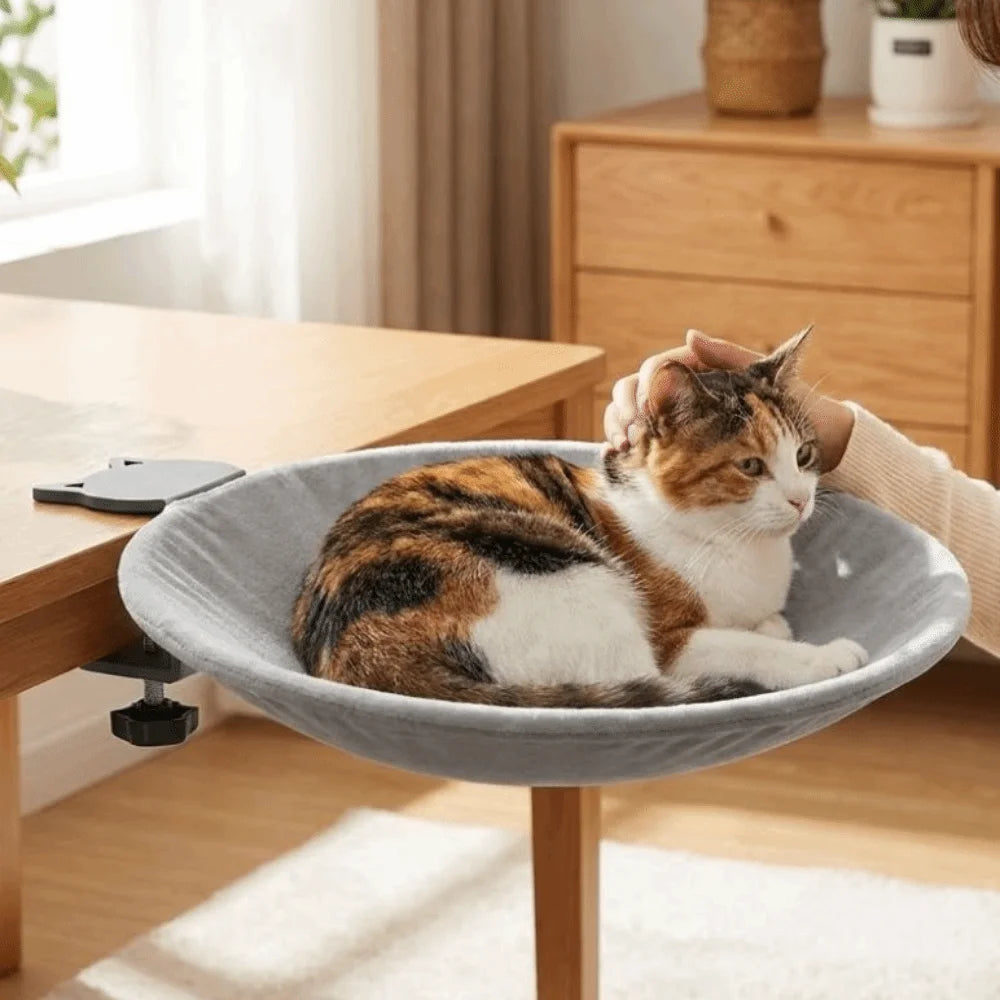 Ergonomic Breathable Cat Desk Bed Soft Plush Removable Cover Cat Hanging Hammock Stable Comfortable Kitten Table Bed Workplace Vue
