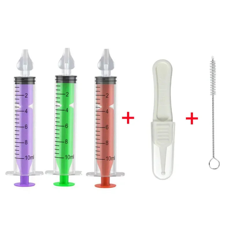 vvocci Baby Nose Cleaner Baby Brush & Tweezer with Cleaning Needle Wash Tool Tube Aspirator NasalSyringe Nasal Irrigator Nose Vue B364-5Pcs Set MixedB