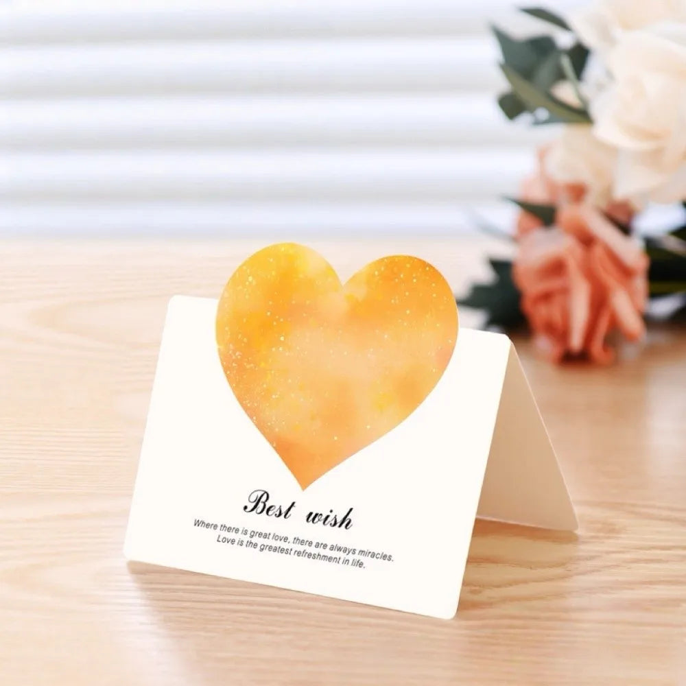 100pcs 3D Starry Sky Heart Greeting Cards Romantic Paper Valentines Day Card Folding Best Wish Thank You Letter Vue