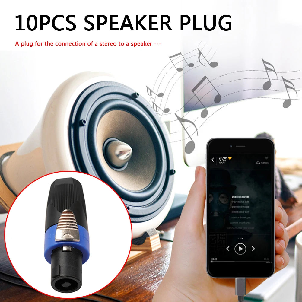10PCS 4-Pole 4Pin NL4FC Speaker Connector Ohm Plug Speaker Audio Cable Adapter Twist Lock 4 Pin Speakon Female Jack Accessories Vue