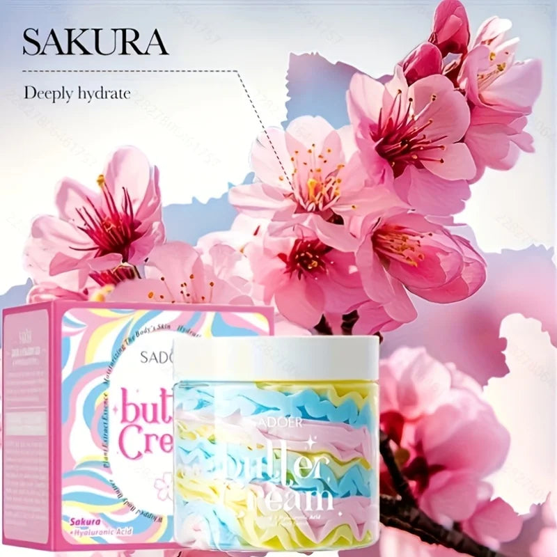 1 Box*180G of Sakura Body Lotion, Moisturizing Lotion, Formulated with a Non-Greasy Formula, Suitable for Dry, Sensitive, Mature Skin, Women's Face and Body Care, Brightening, Smoothing Skin, Body Moisturizing Lotion Vue