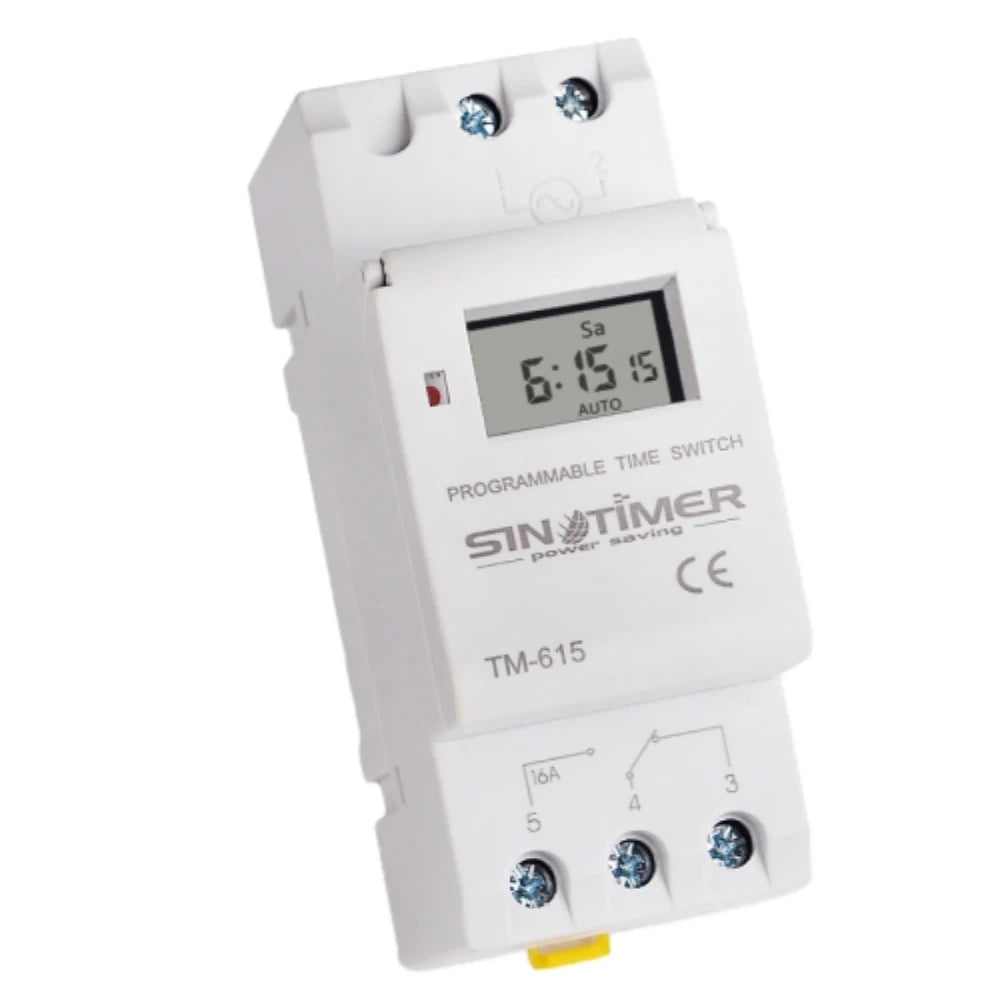 TM615 AC220V Digital 7 Days 24hrs Programmable Timer Switch with 16 ON/OFF Each Day and 15 Groups Intelligent Combination Vue