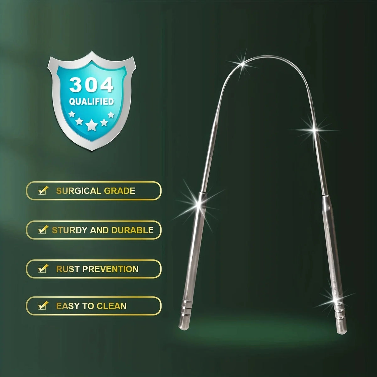 1/2pcs Stainless Steel Tongue Scraper for Adults - Oral Care Tongue Cleaner, Freshens Breath & Reduces Bad Odor Vue