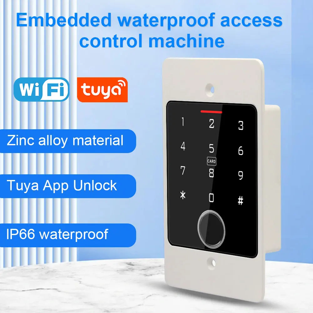 WiFi Tuya Smart Door Lock Keyboard RFID Access Controller Waterproof Metal Keypad Concealed Pit mounted Biometric Access Control Vue