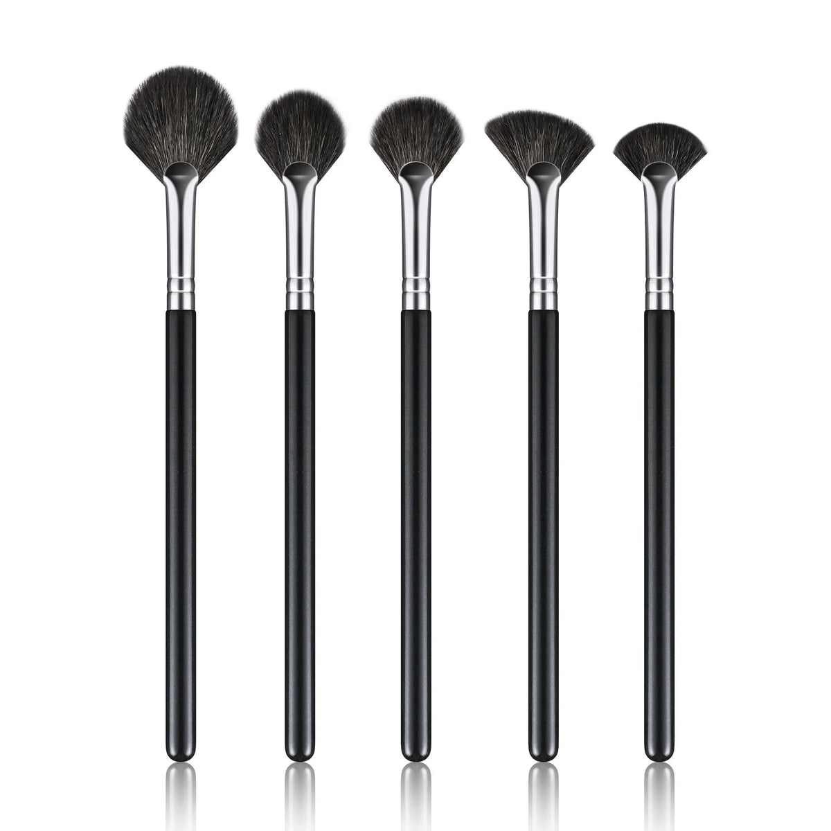 Fan Makeup Brush Wholesale Custom Logo Natural Goat Hair Brushes for Facial Cosmetic Loose Powder Highlighter Beauty Tool 10pcs Vue