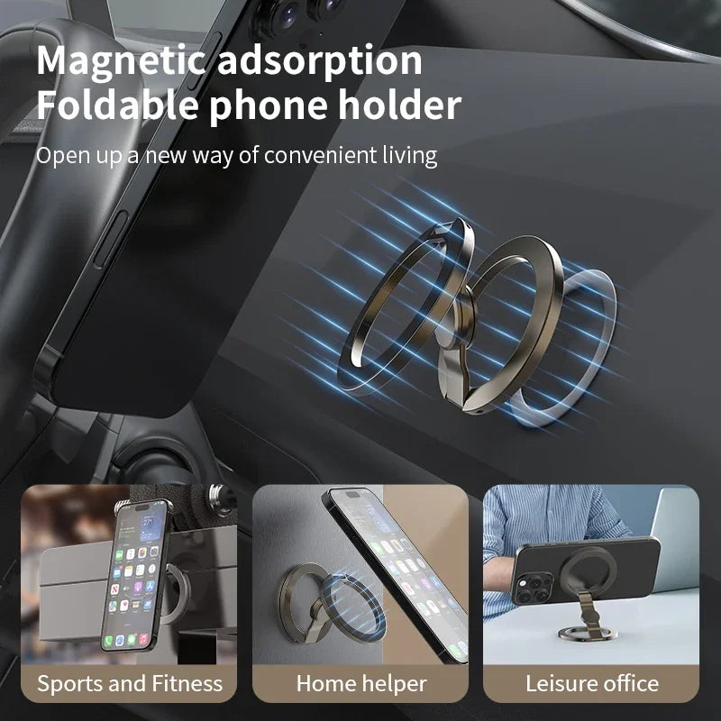 Foldable Double-Sided For Magsafe iPhone Holder 360° Rotating Stand with Strong Magnet Finger Grip for iPhone 17/16/15/14/13 Vue