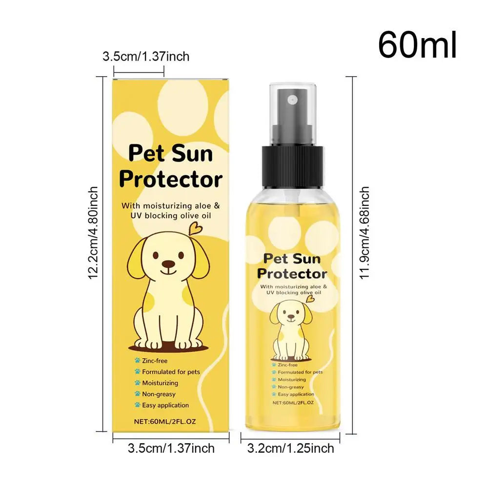 60ml Natural Dog Sunscreen Spray UV Protection Moisturizing for Hot Weather Outdoor Hiking Trip Swimming Beach Daily Pet Use Vue A