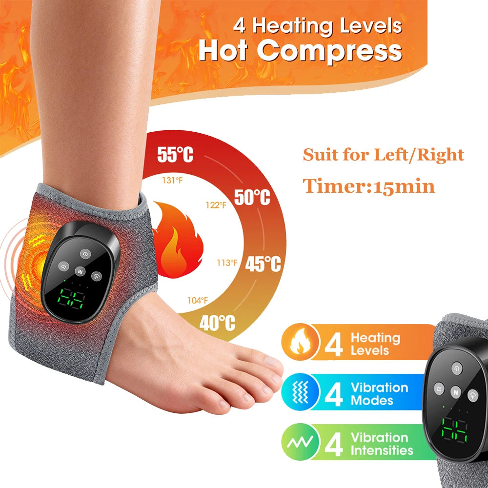 Cordless Heated Wrist & Ankle Massager | 5 Heat 3 Vibration Heated Massager Wrap Vue Ankle 4Heat 4 Levle 2pcs Australia