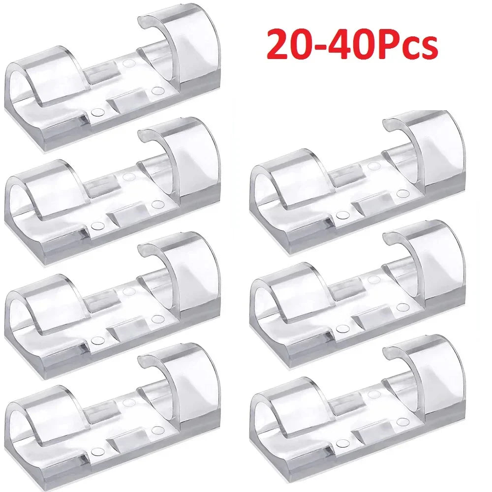 Cable Organizer Clips 20-40PCS Cable Management Wire Manager Cord Holder USB Charging Data Line Bobbin Winder Wall Mounted Hook Vue