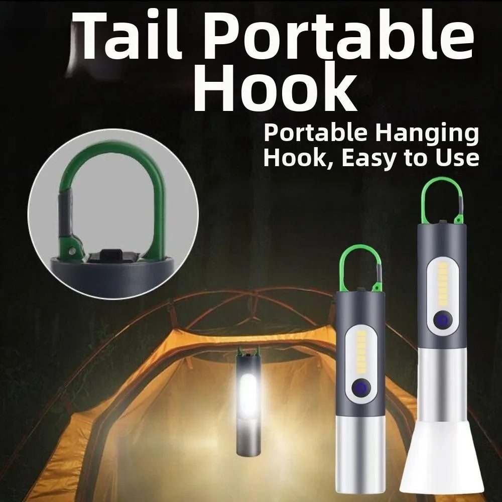 4 Gears LED Keychain Flashlight Waterproof Zoomable LED Torch Lamp Portable with Lampshade Mini Keychain Light Repair Work Vue