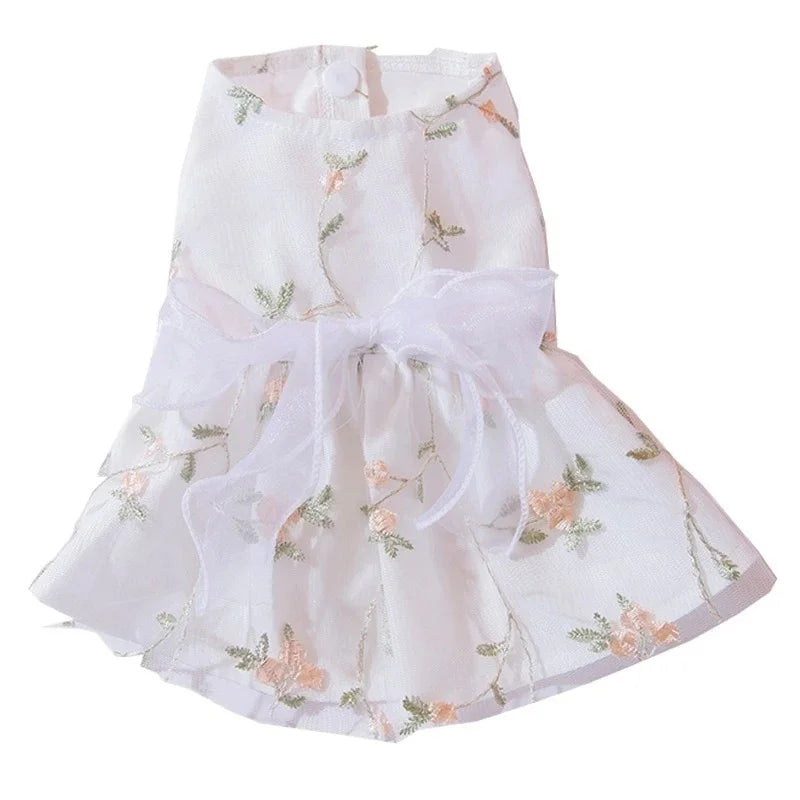 Dog Dress Lace Floral Double Layer Princess Summer Outfit For Small To Medium Dogs Party Photo Prop Birthday Gift Elegant Vue