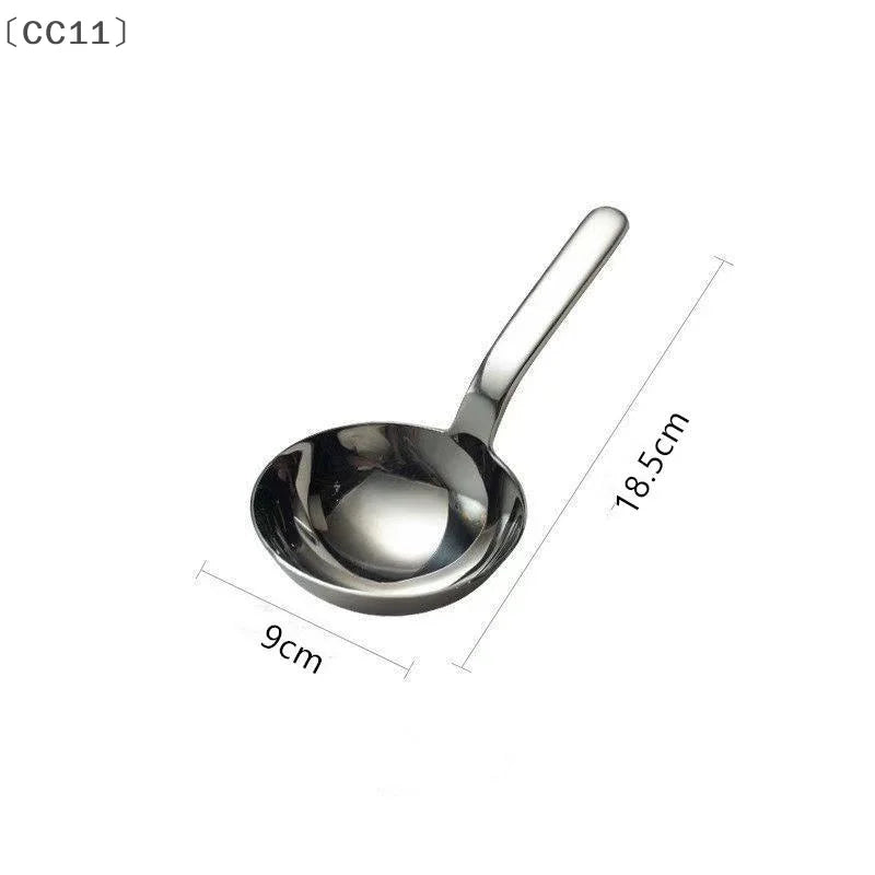 〔CC11〕Stainless Steel Deepen Tablespoons Soup Ladle Short Handle Large Ramen Bouillon Spoon Kitchen Tableware Cooking Utensils Vue