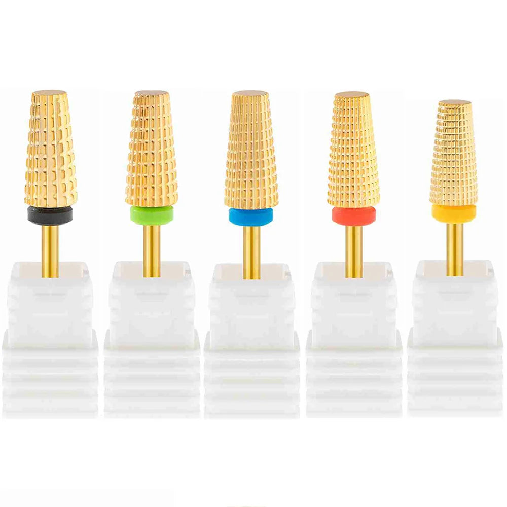 Gold Plated Tungsten Steel Nail Drill Bit Safely Remove Acrylic Hard Gel for Electric Manicure Machine Clean Tools Vue