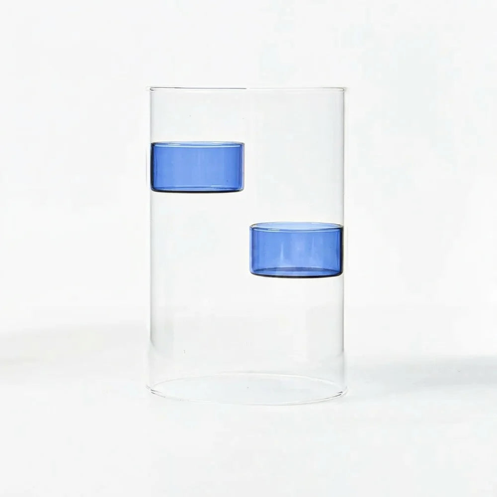 Cylinder Shape Glass Tealight Candle Holder Romantic Exquisite Windproof Candlestick Versatile Transparent Aromatherapy Holder Vue Blue