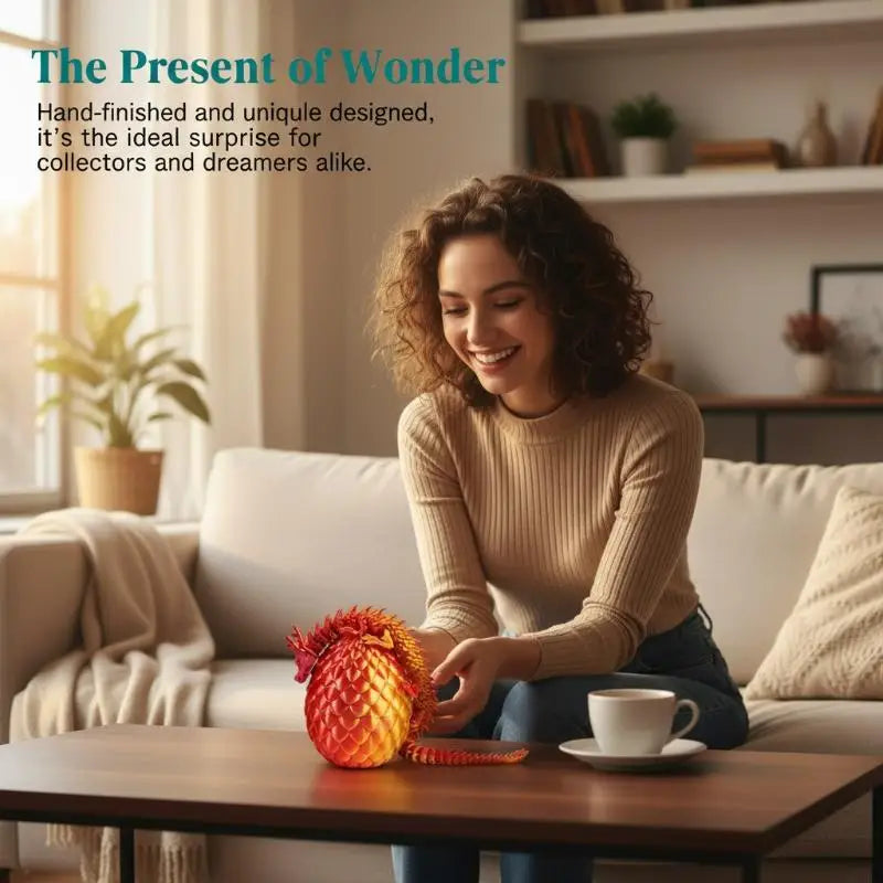 3D Printed 30cm Dragon Egg With Articulated Dragon Model Home Decor Items Room Decoration Sculptures Figurines Desktop Ornament Vue