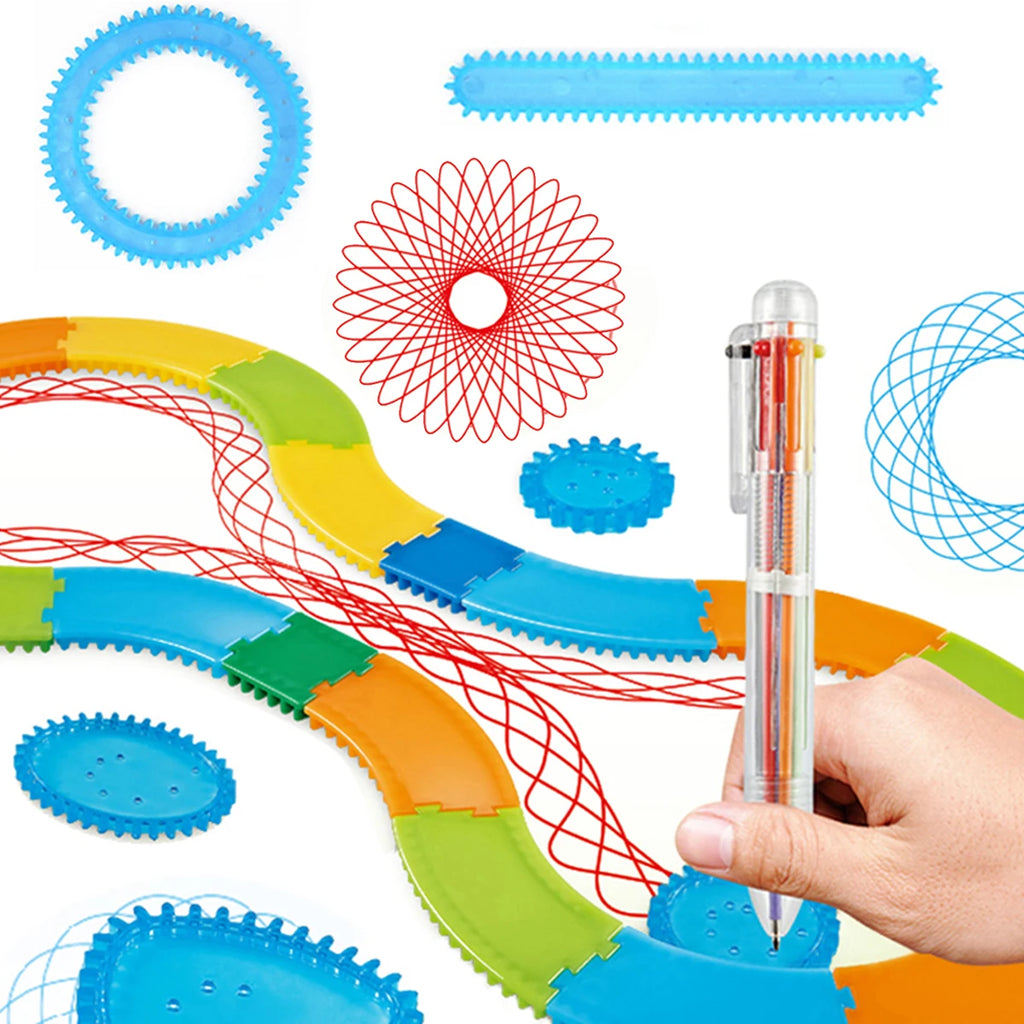 Spirograph Set, Fun Shapes Drawing Art Set Classic Gear Design Drawing Set Toys For Kids 8+ Some Parts are Sent Random Vue