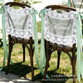 Lace Chair Back Sign Bride Groom Wedding Seat Cover Sash Ties Ivory Bridal Reception Decor Ceremony Party Aisle Vue A6