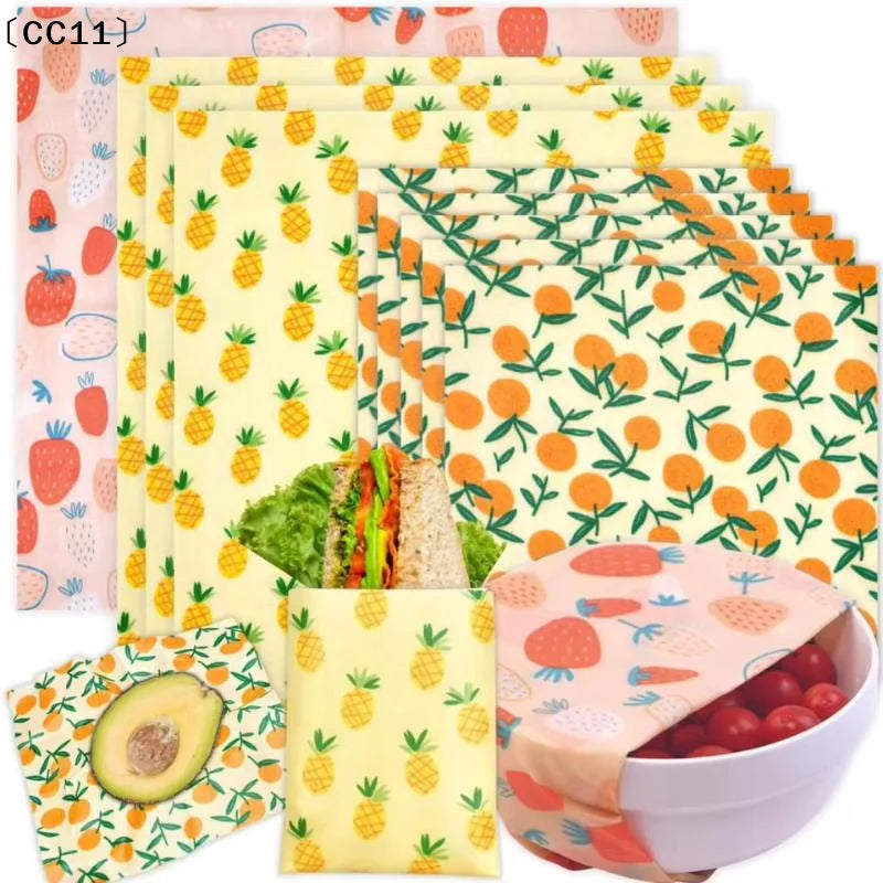 〔CC11〕Beeswax Food Wrap Eco Friendly Wrap Replacement Organic Natural Bees Wax Reusable Mixed Pattern Beeswax Wraps Bowl Cover Vue
