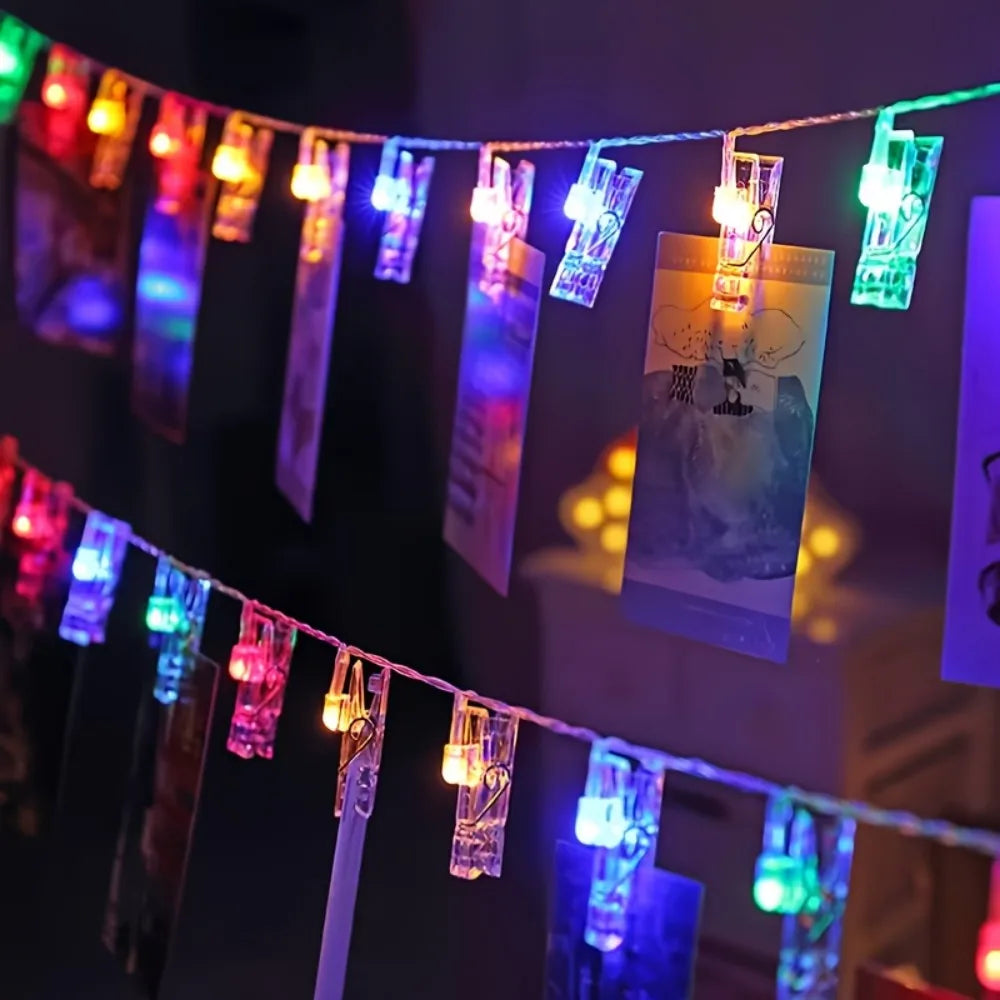 1PC 1.5M/3M Battery Powered Photo Clip Indoor Light String, Used for Commemorative Days, Festivals, Picture Display, Party Vue