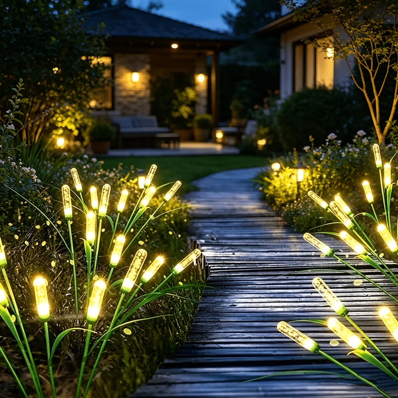 Solar Powered Reed LED Stake Lights, Glowing Bubble Stick Ground Lights for Outdoor Garden Lawn Pathway Landscape Decoration Vue