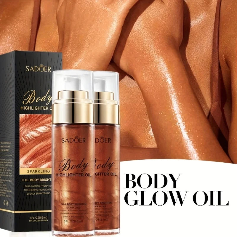 85ml, Golden Brown Body Glow Oil, Moisturizing and Hydrating, Gives Skin a Radiant and Charming Glow, Perfect for Holiday Celebrations and Party Events. Vue